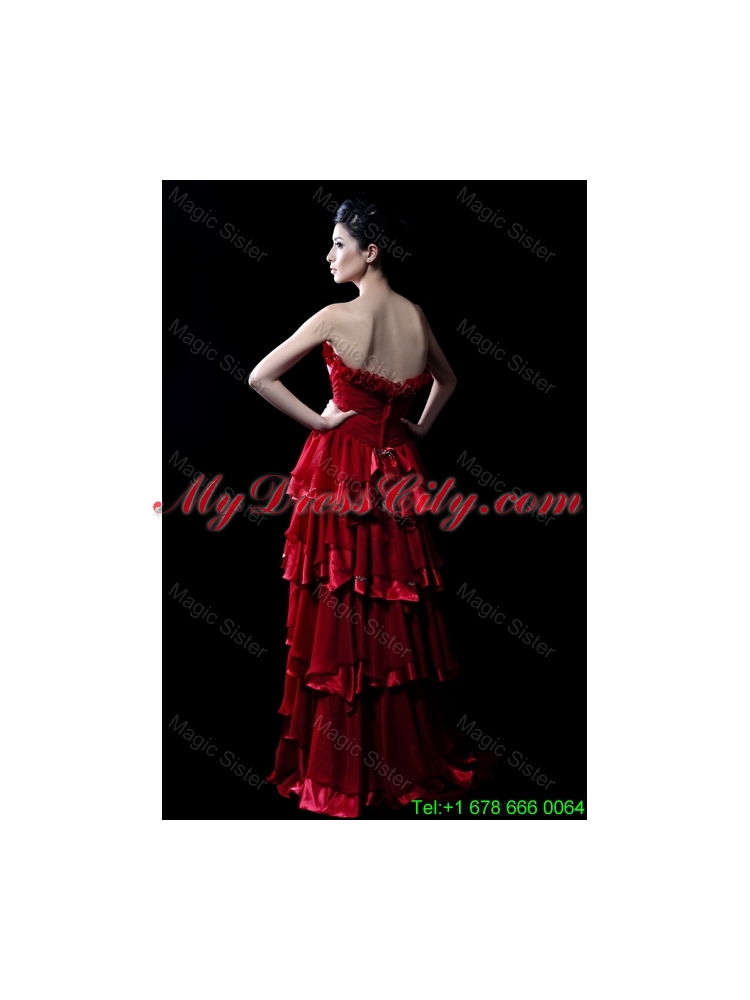 Wonderful Beading and Ruffled Layers Wine Red Wedding Dresses