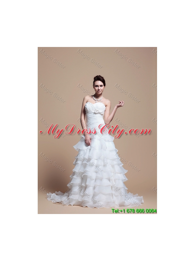 2016 Custom Made A Line Strapless Wedding Dresses with Ruffled Layer