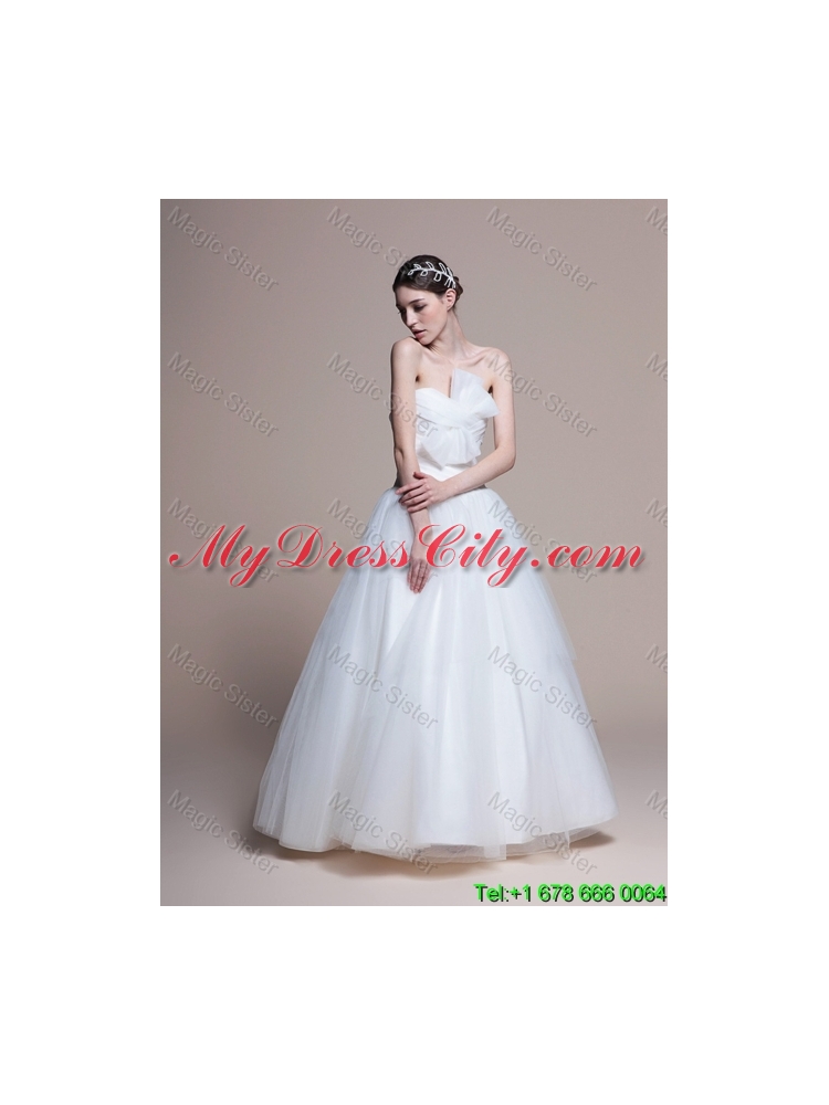 2016 Custom Made A Line Sweetheart Wedding Dresses with Ruching