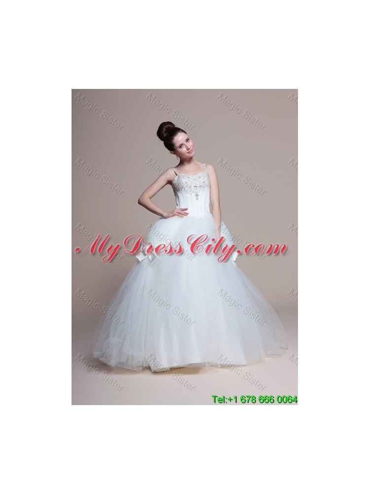 2016 Perfect A Line Straps Beading Wedding Dresses with Bowknot