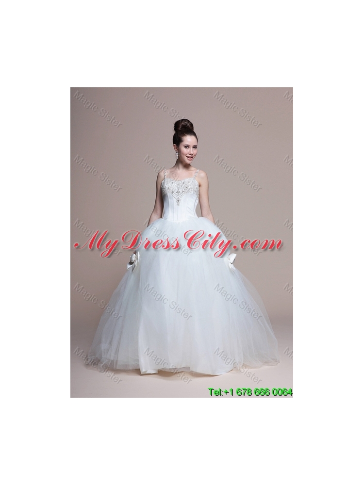 2016 Perfect A Line Straps Beading Wedding Dresses with Bowknot