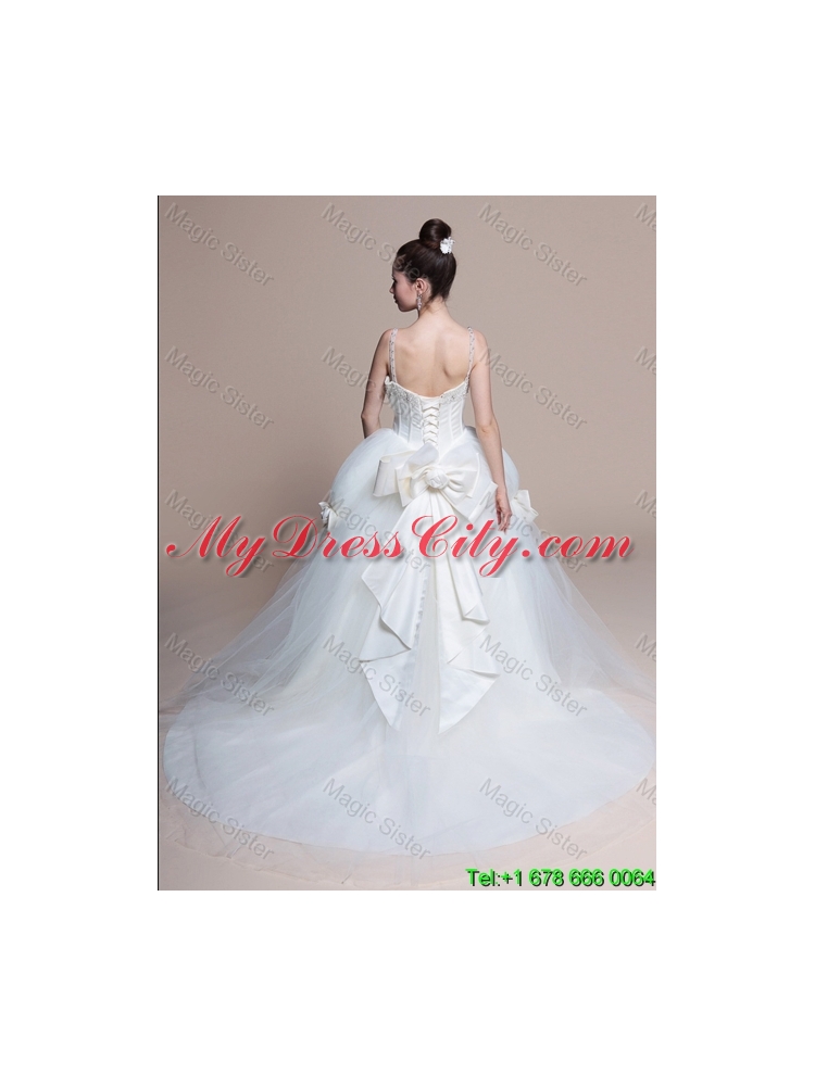 2016 Perfect A Line Straps Beading Wedding Dresses with Bowknot