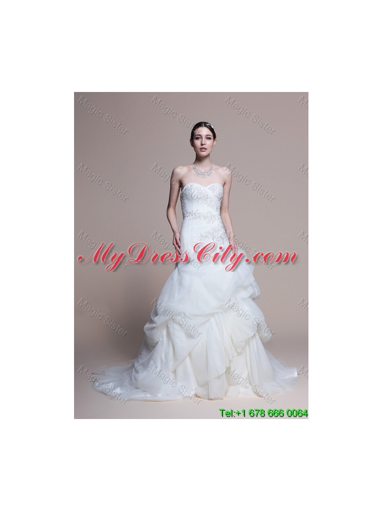 Elegant A Line Sweetheart Court Train Wedding Dresses