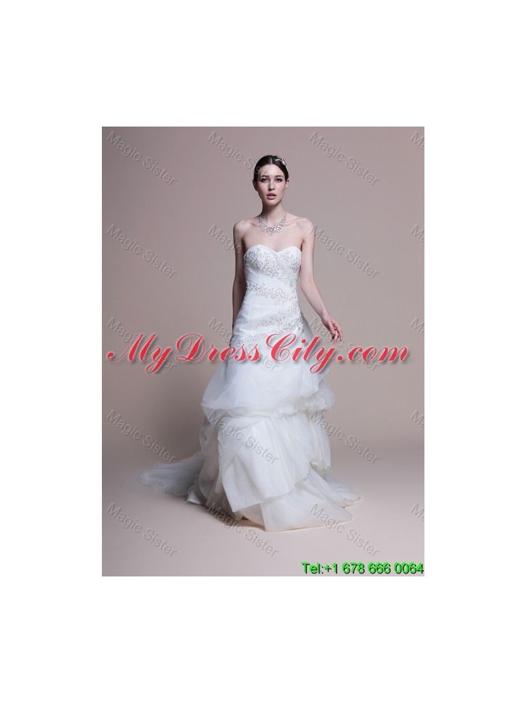 Elegant A Line Sweetheart Court Train Wedding Dresses