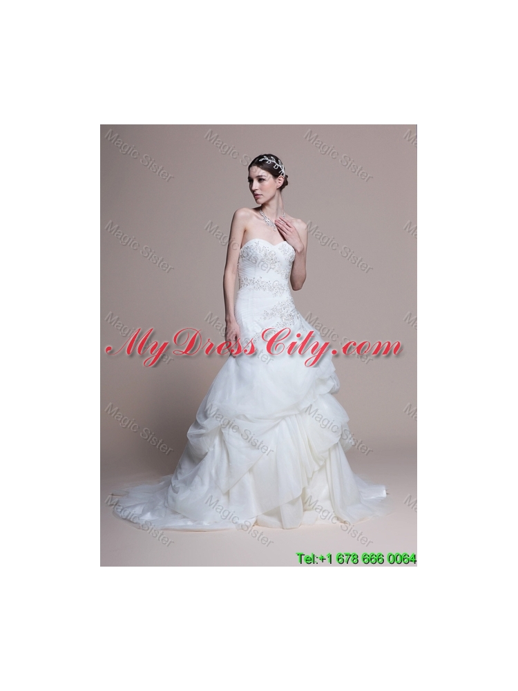 Elegant A Line Sweetheart Court Train Wedding Dresses