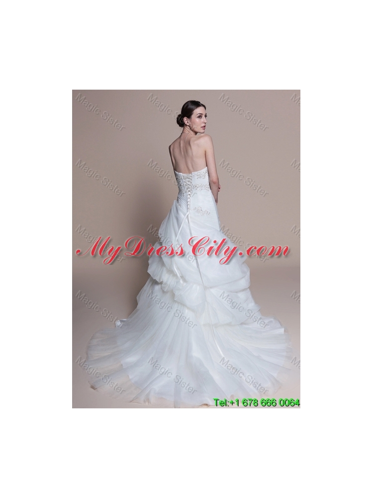 Elegant A Line Sweetheart Court Train Wedding Dresses