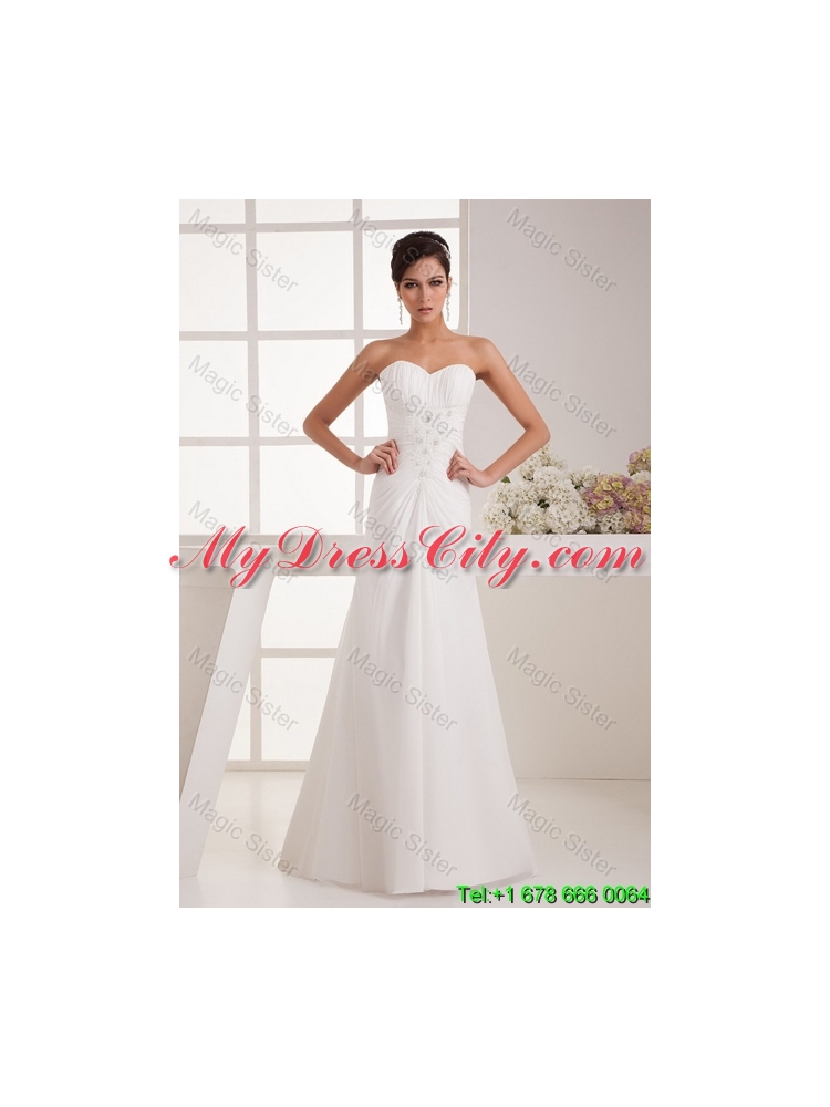 Remarkable Beading White Wedding Dress with Court Train for 2016