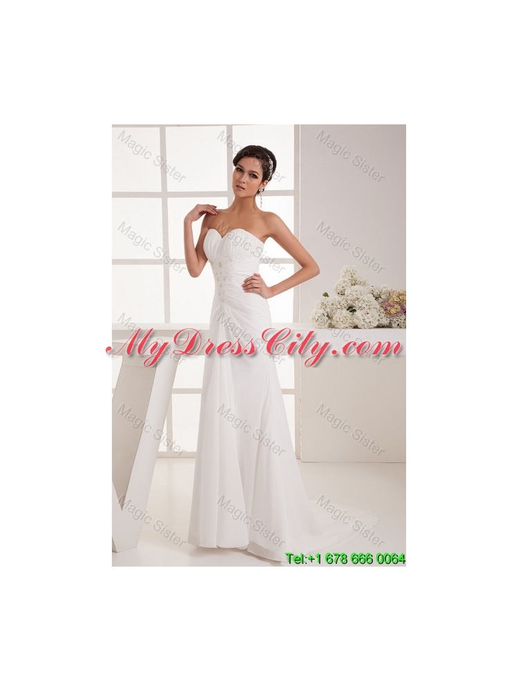 Remarkable Beading White Wedding Dress with Court Train for 2016