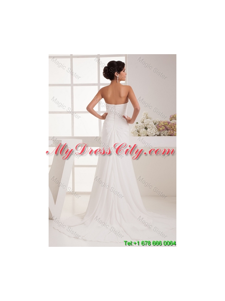 Remarkable Beading White Wedding Dress with Court Train for 2016