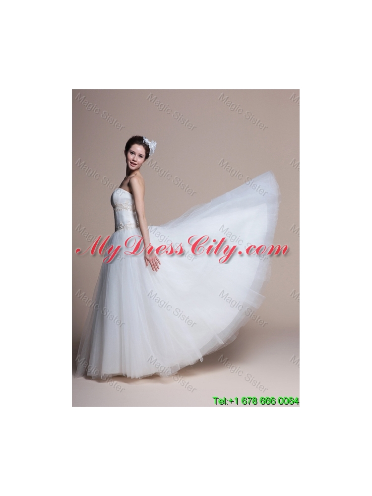 2016 Elegant A Line Strapless Wedding Dresses with Appliques