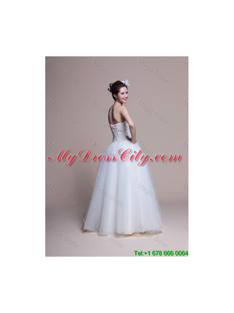 2016 Elegant A Line Strapless Wedding Dresses with Appliques