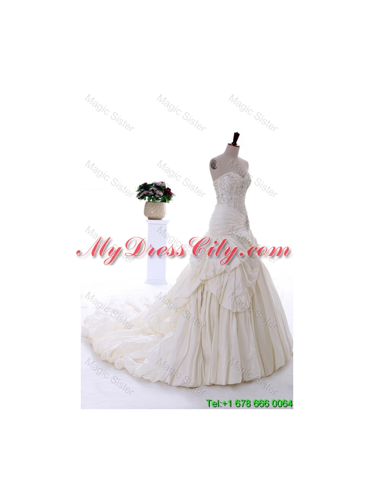 Beautiful Beading Wedding Gowns with Court Train