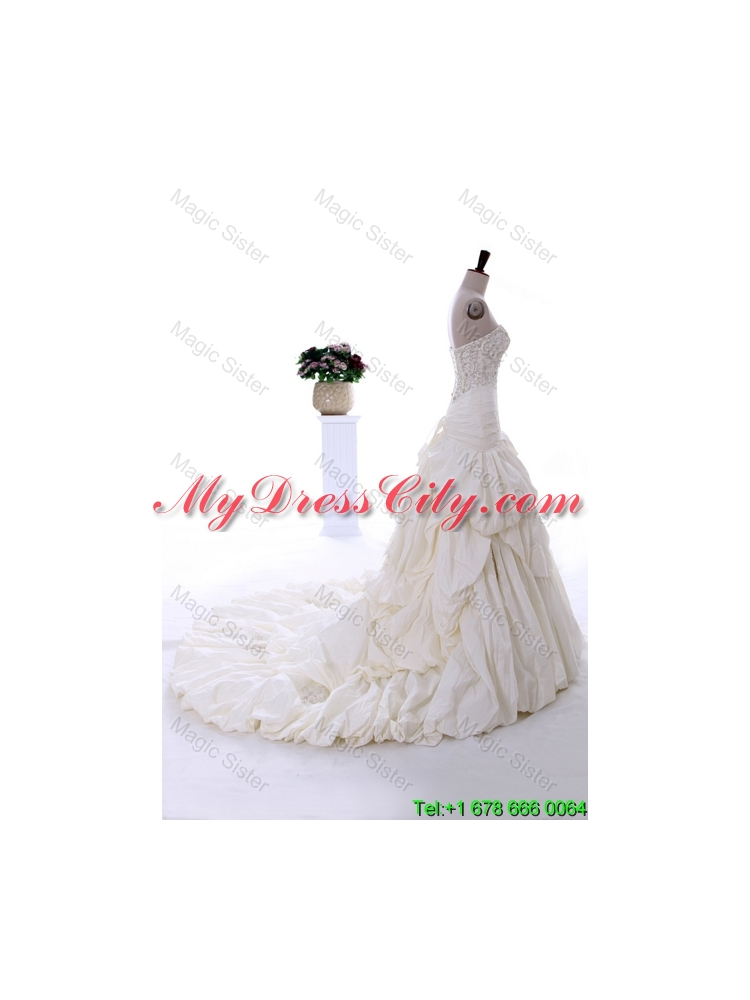 Beautiful Beading Wedding Gowns with Court Train