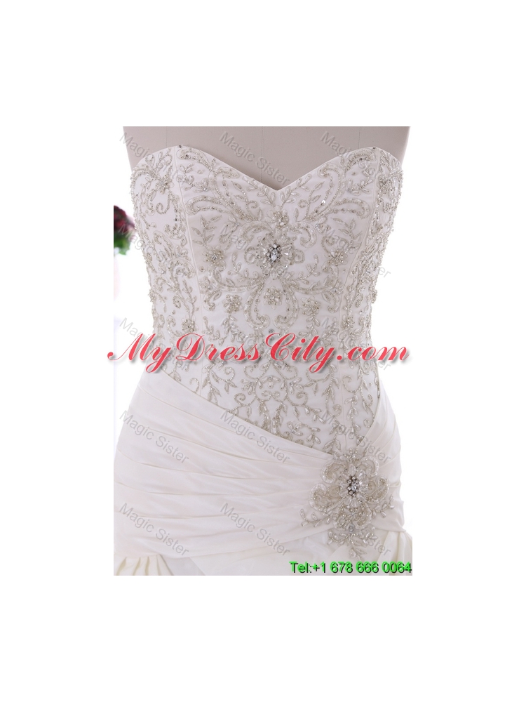 Beautiful Beading Wedding Gowns with Court Train