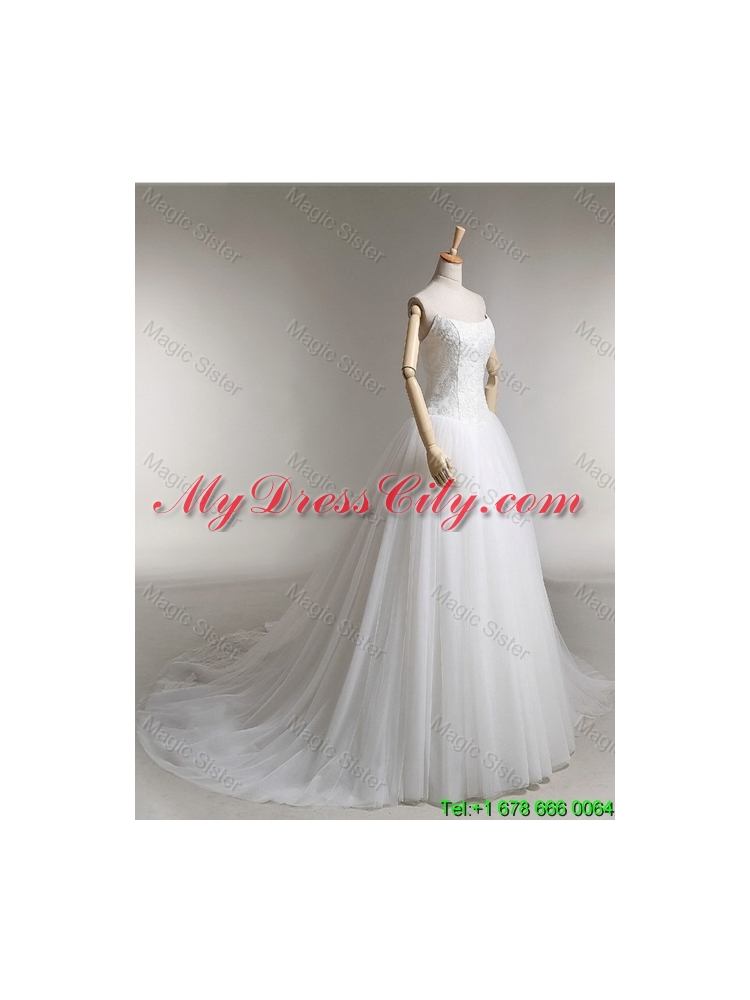 Elegant A Line Strapless Wedding Dresses with Appliques