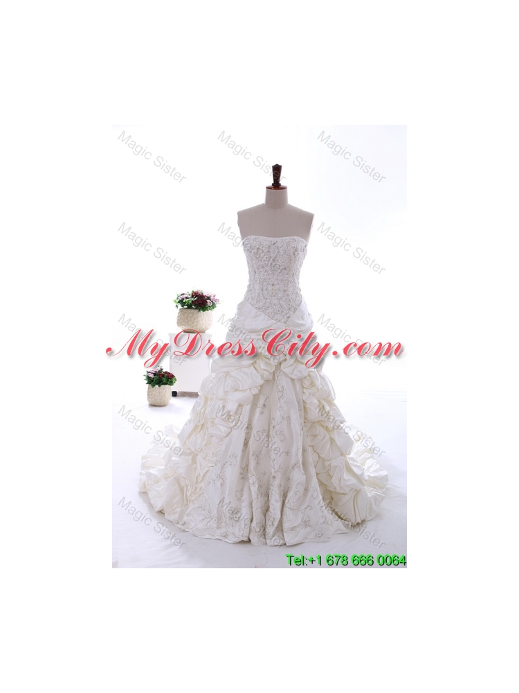 Most Popular Beading and Embroidery Court Train Wedding Dresses for 2016