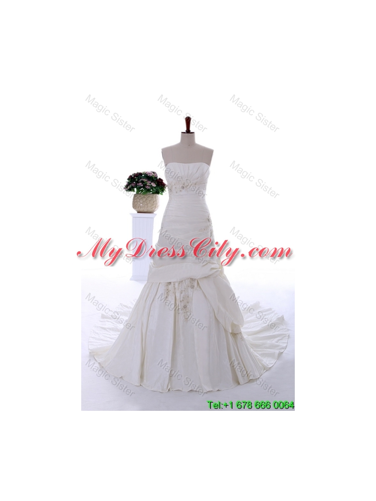 Remarkable 2016 Beading and Appliques Court Train Wedding Dress