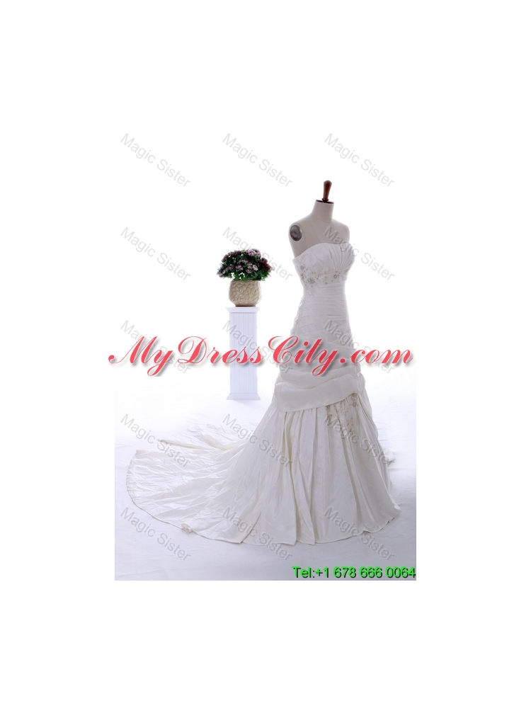 Remarkable 2016 Beading and Appliques Court Train Wedding Dress