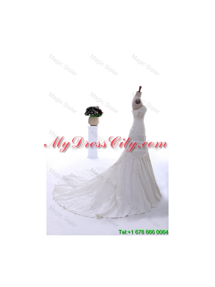 Remarkable 2016 Beading and Appliques Court Train Wedding Dress