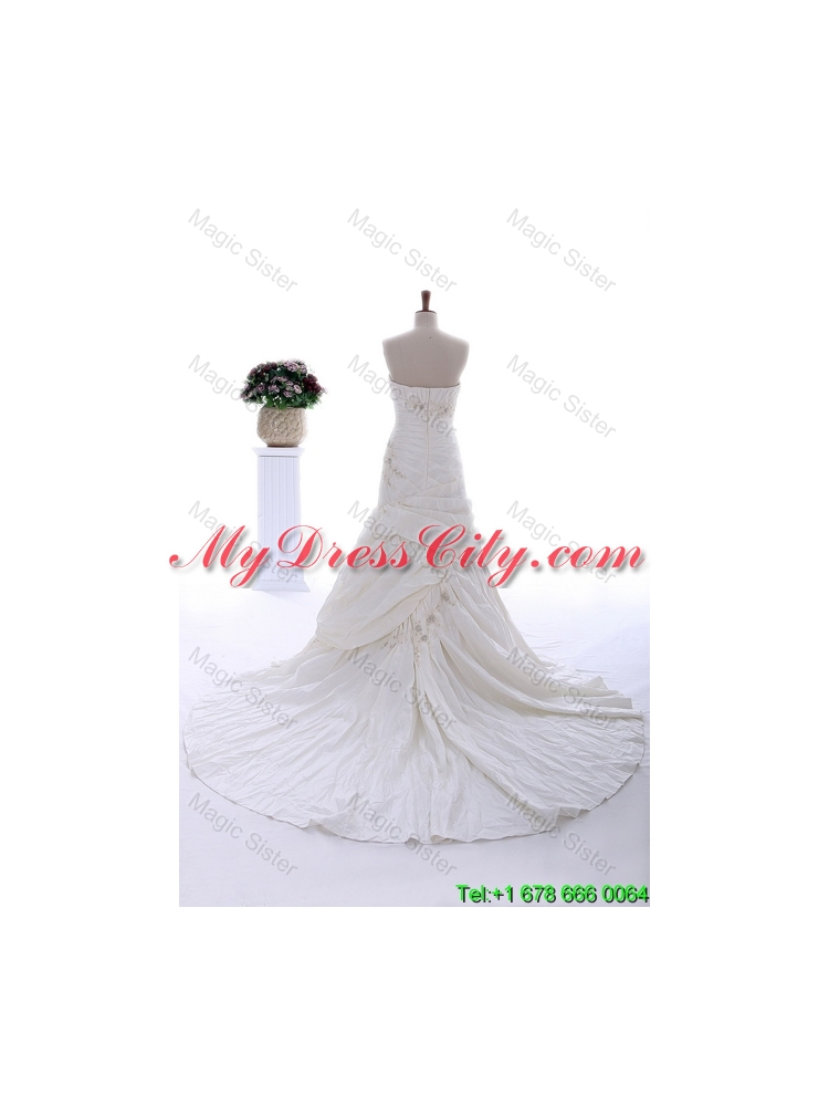 Remarkable 2016 Beading and Appliques Court Train Wedding Dress