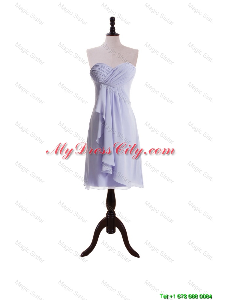 New Style Lavender 2015 Short Prom Dresses with Ruching and Ruffles