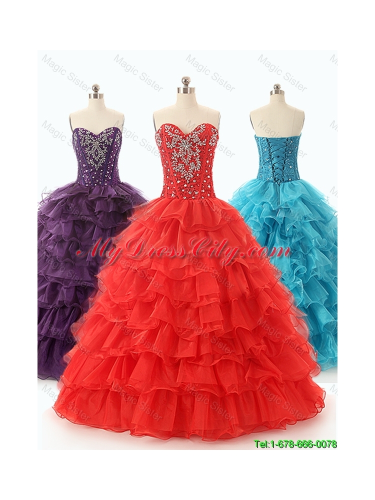 Custom Made 2016 Ball Gown Sweet 16 Dresses with Ruffled Layers