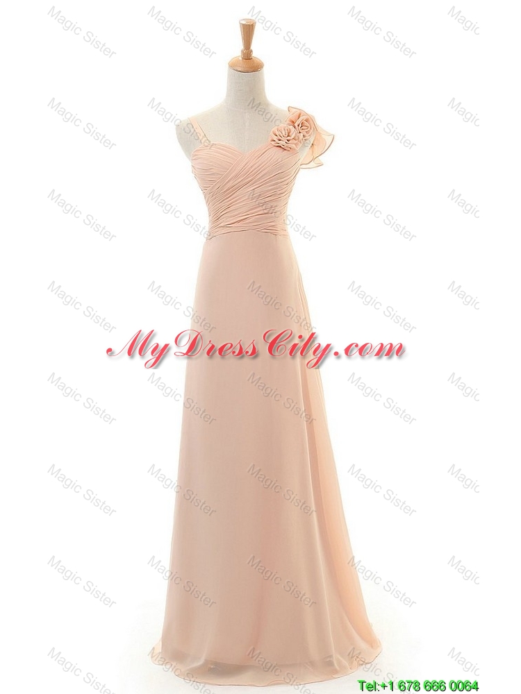 2016 Autumn Empire Asymmetrical Prom Dresses with Hand Made Flowers