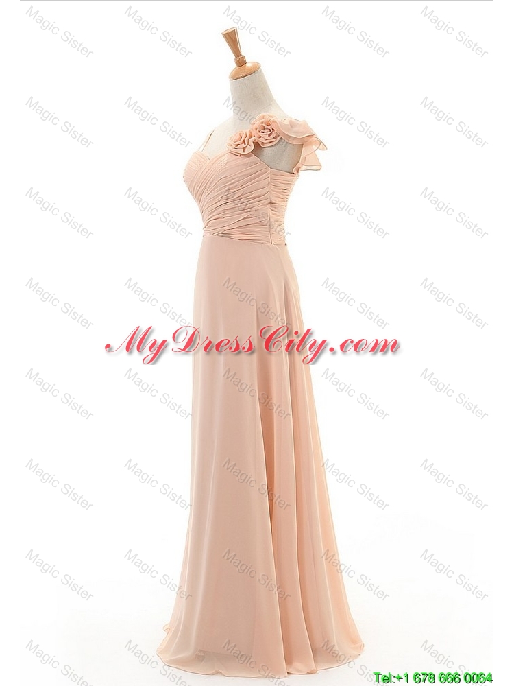 2016 Autumn Empire Asymmetrical Prom Dresses with Hand Made Flowers