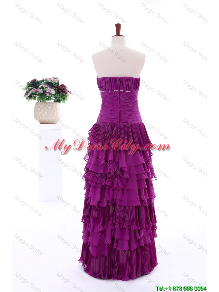 2016 Winter Popular Empire Strapless Beaded Prom Dresses with Ruffled Layers