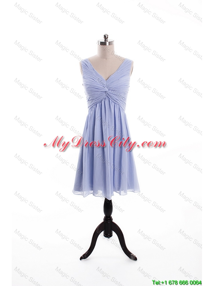 Beautiful Ruching and Beading Lavender Short Prom Dresses