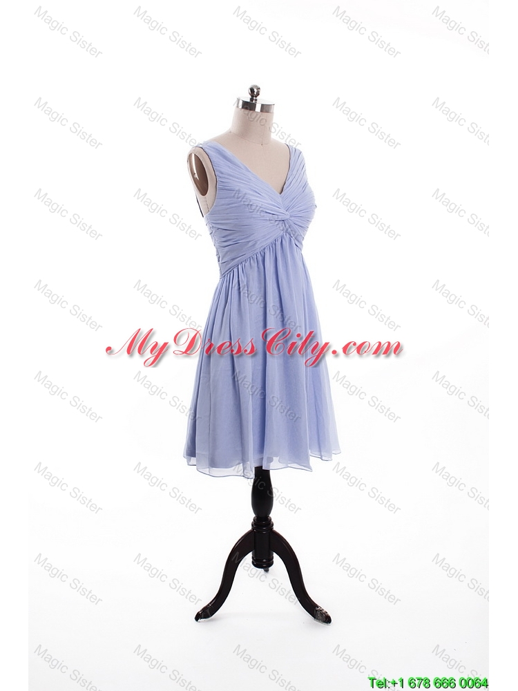 Beautiful Ruching and Beading Lavender Short Prom Dresses