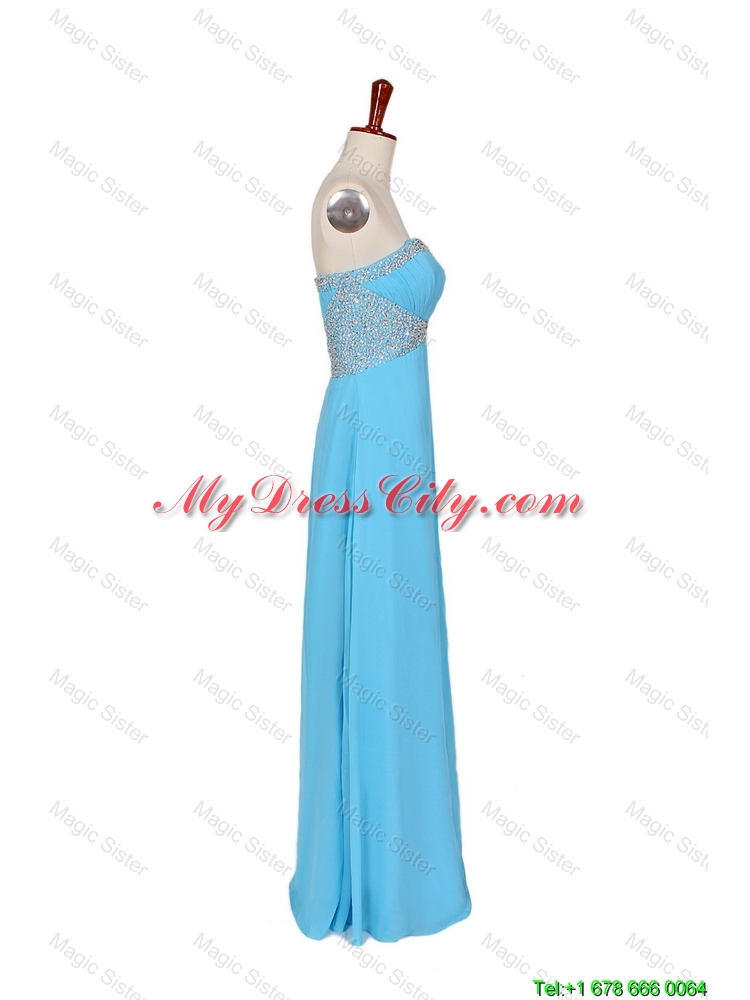 2016 Fall Empire Strapless Prom Dresses with Beading in Baby Blue