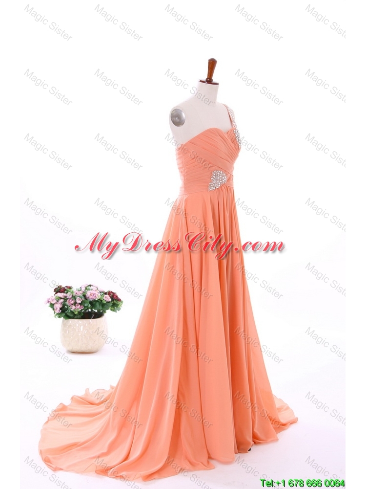 2016 Spring Empire Asymmetrical Prom Dresses with Beading