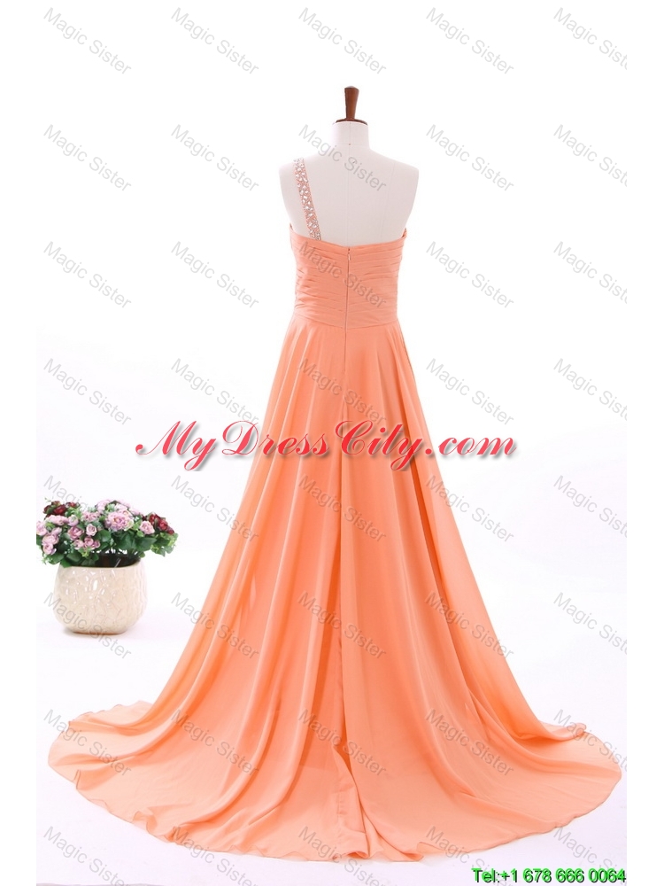 2016 Spring Empire Asymmetrical Prom Dresses with Beading