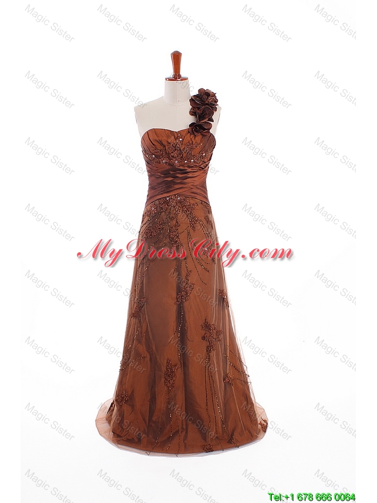 Custom Made Appliques and Hand Made Flowers Prom Dresses