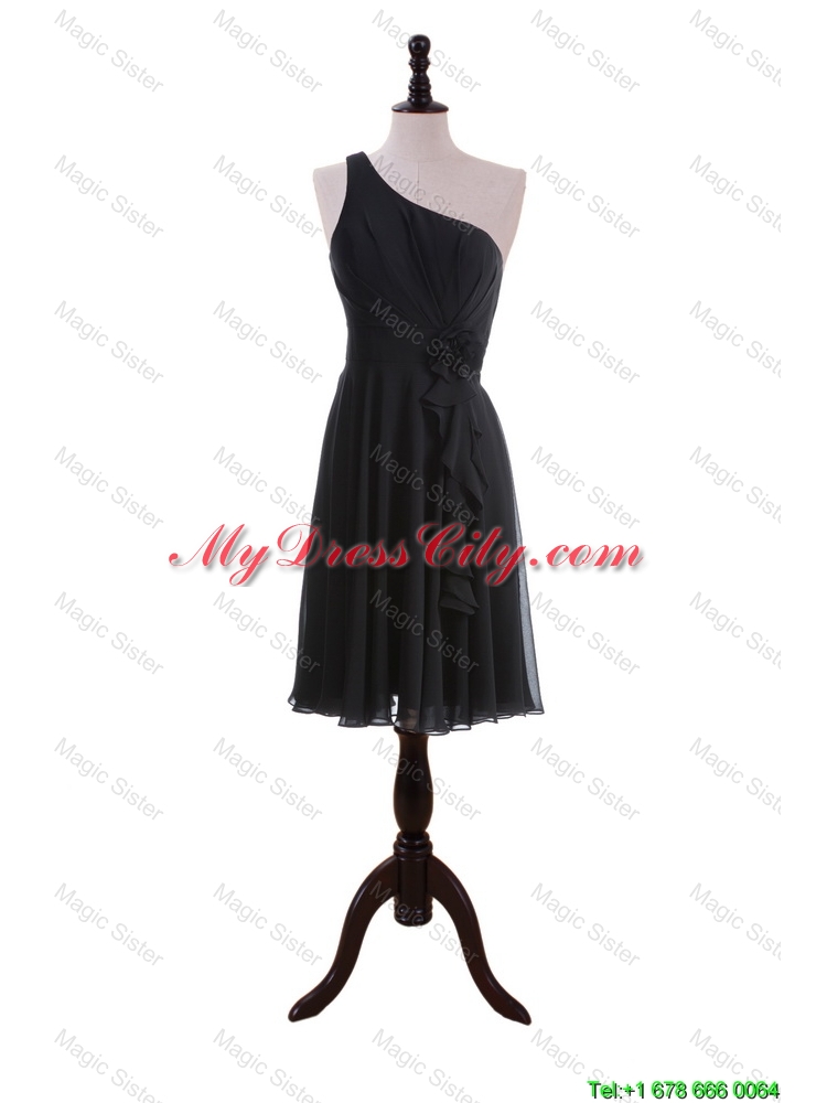 Discount One Shoulder Black Short Prom Dresses