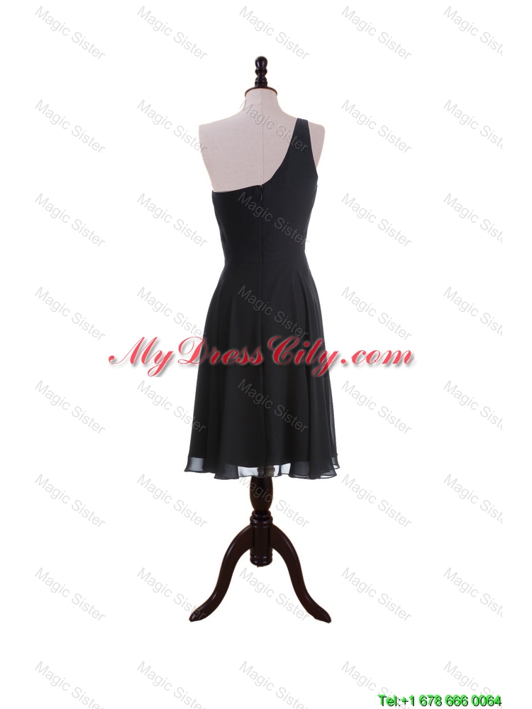 Discount One Shoulder Black Short Prom Dresses