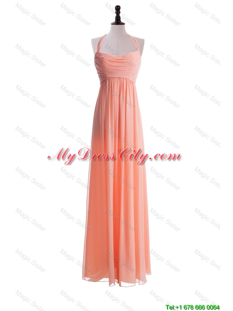 Exclusive 2016 Halter Top Long Prom Dresses in Watermelon