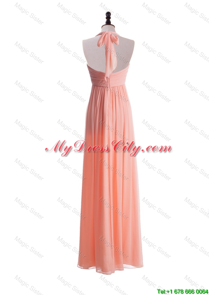 Exclusive 2016 Halter Top Long Prom Dresses in Watermelon