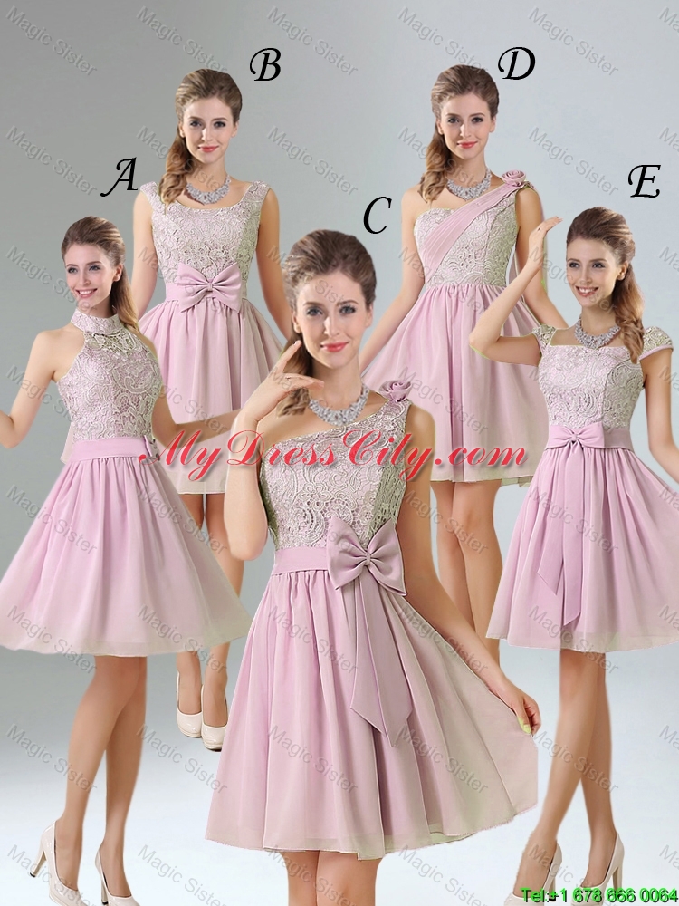 2015 Summer A Line Lace Bridesmaid Dresses with Hand Made Flower