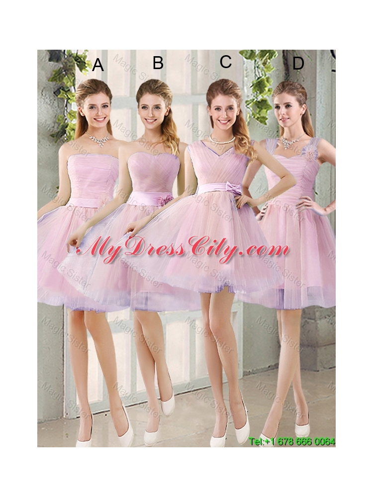 2015 Summer Short Ruching Bridesmaid Dresses with Belt