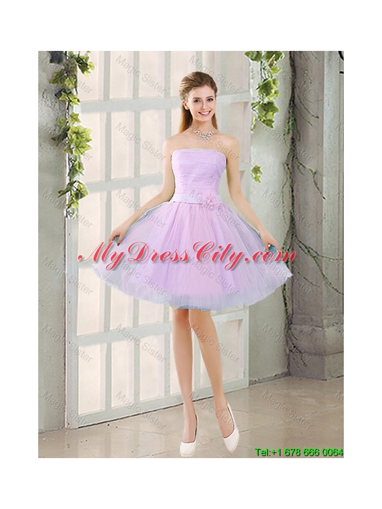 Custom Made A Line Strapless Ruching Bridesmaid Dresses with Belt