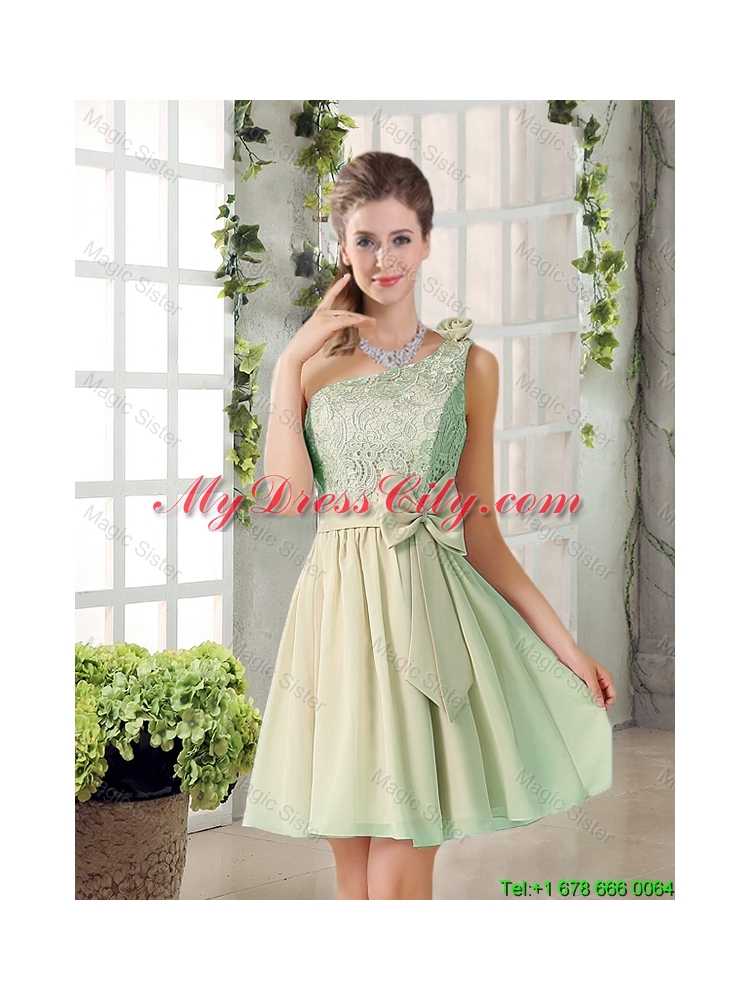 Short A Line One Shoulder Lace 2015 Summer Bridesmaid Dresses