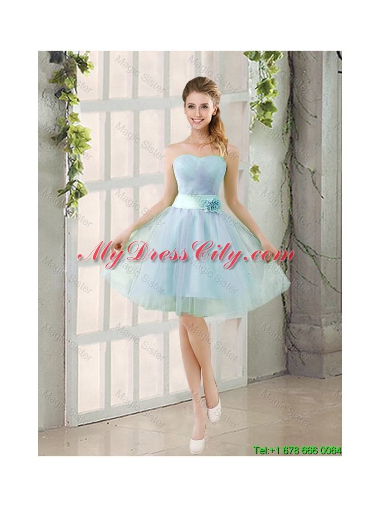 2015 Summer V Neck Strapless Short Bridesmaid Dresses with Bowknot