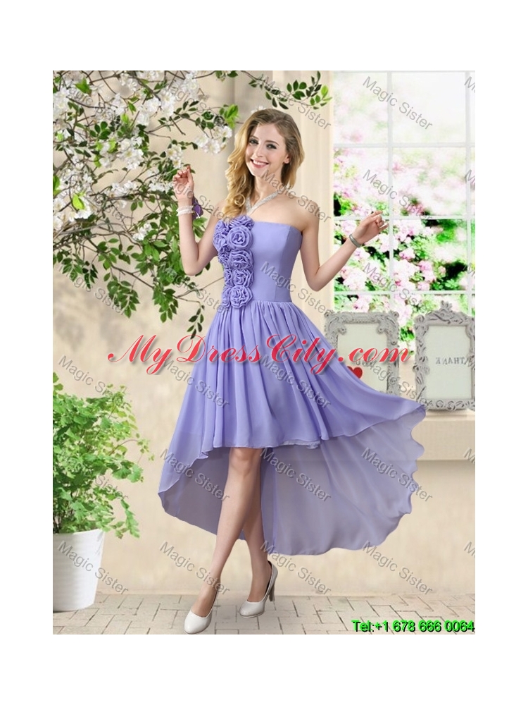 Cheap One Shoulder Ruched Bridesmaid Dresses in Lavender