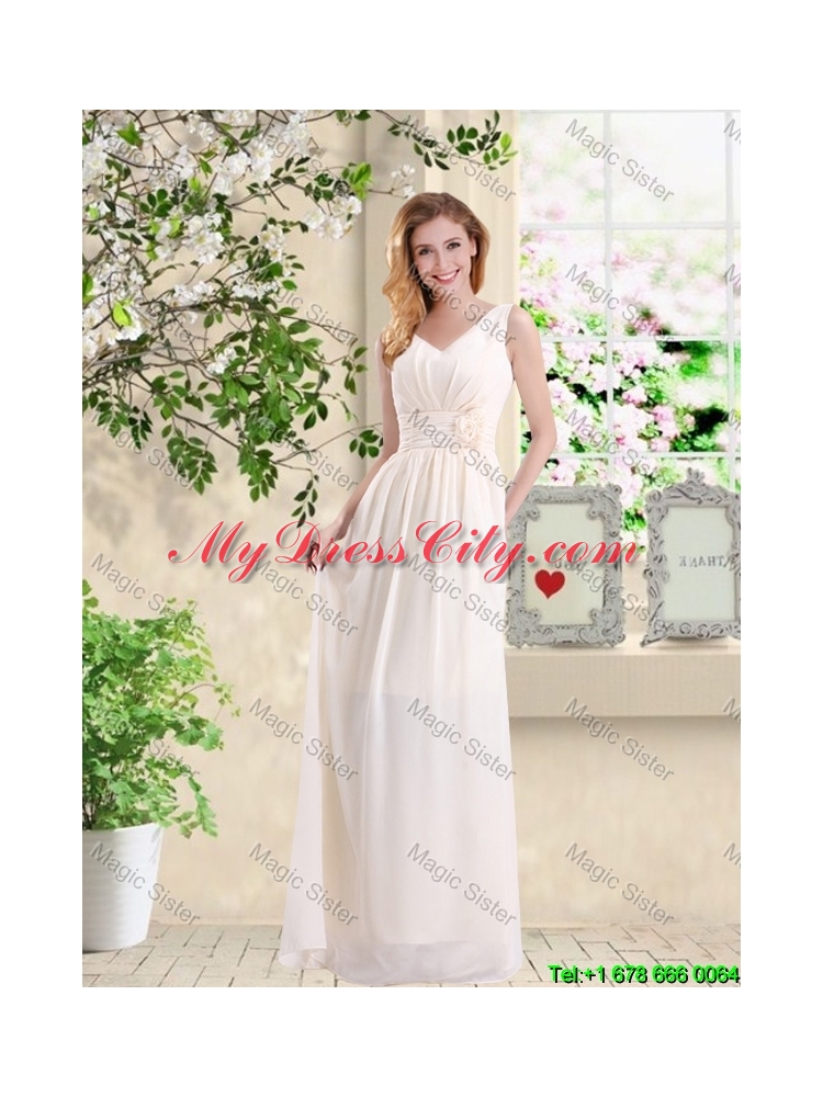 Cheap One Shoulder Hand Made Flowers Bridesmaid Dresses in Champagne