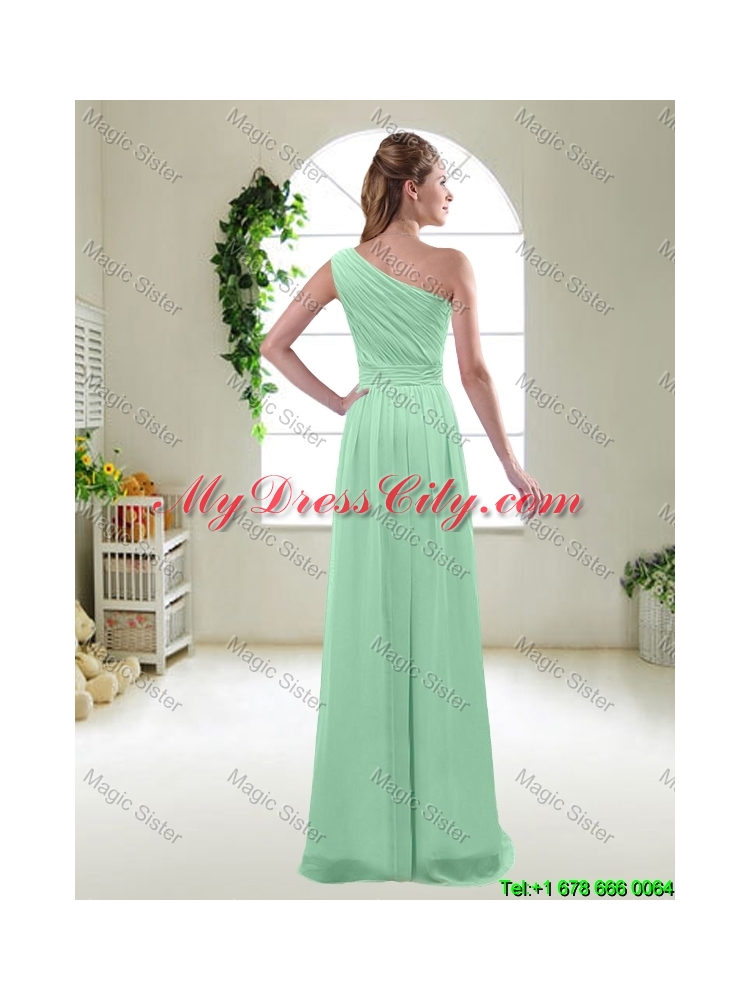 Classical Apple Green One Shoulder Bridesmaid Dresses with Zipper up