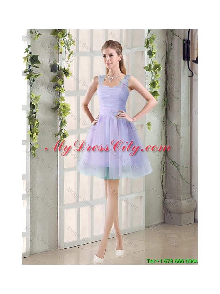 Custom Made A Line Straps Short Bridesmaid Dresses with Ruching