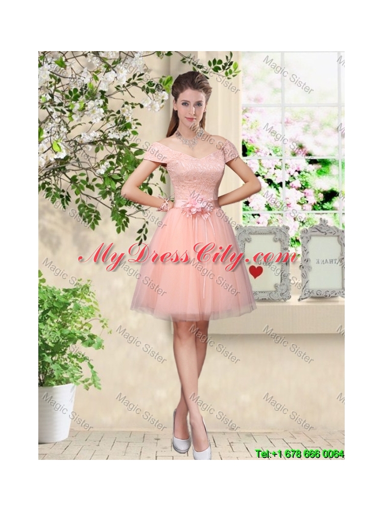 Elegant Sweetheart Baby Pink Bridesmaid Dresses with Appliques and Belt