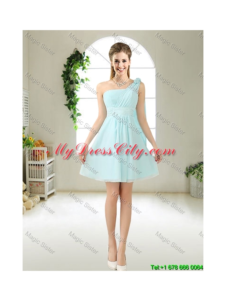 Feminine One Shoulder Hand Made Flowers Bridesmaid Dresses